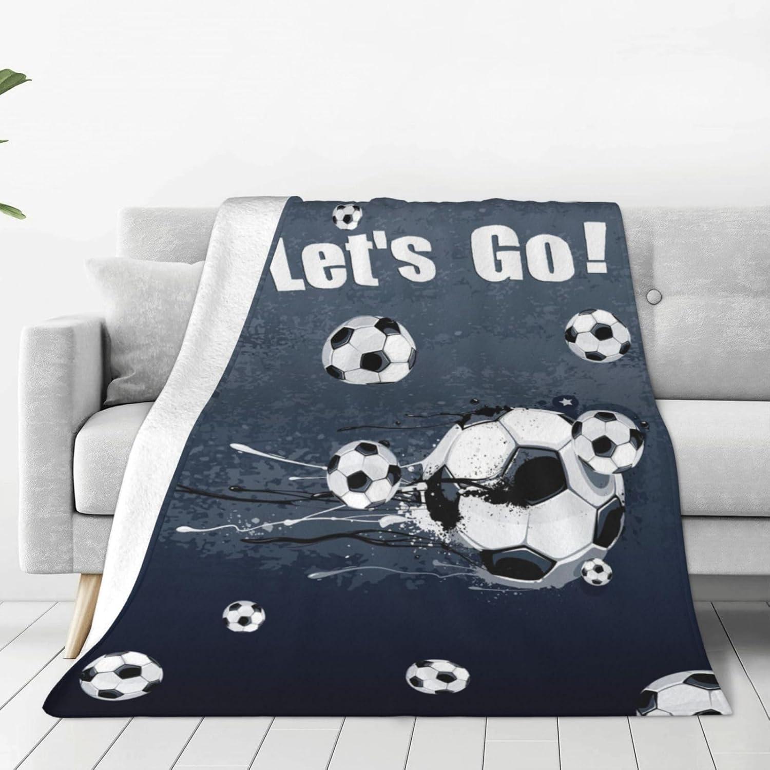Soccer Blanket Soccer Ball Decor Throw Blanket Football Blanket Gifts for Girls Boys Soccer Lover Winter Bedding Super Warm Soft Plush Lightweight Fleece Flannel Blanket for Kids Men Women 50"X40"