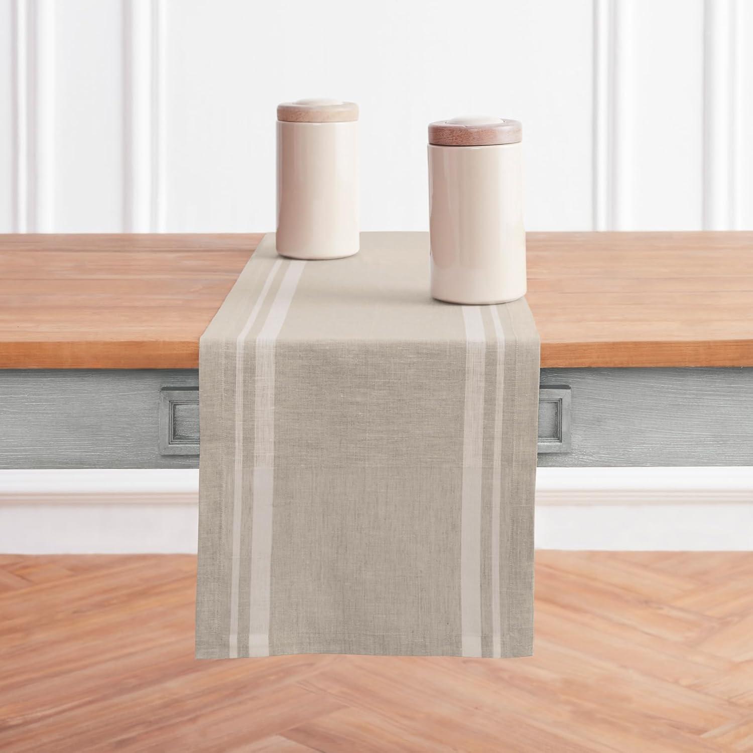 Solino Home French Stripe - 100% Pure Linen Table Runner