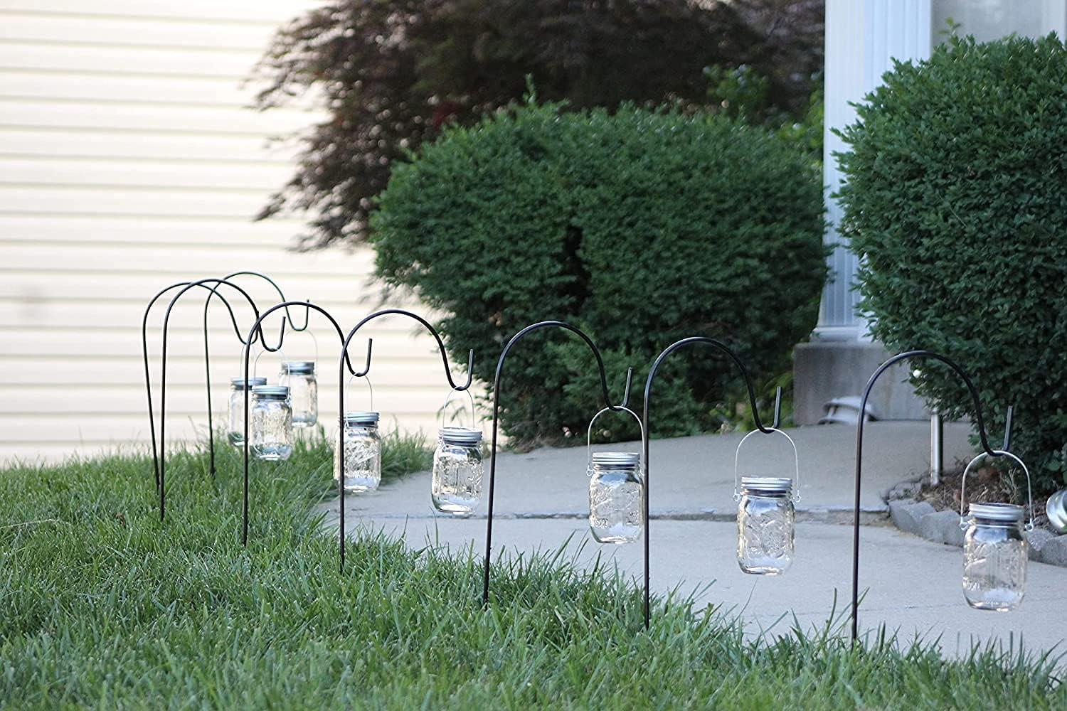 25-Inch Black Powder-Coated Steel Shepherd Hooks (8-Pack)