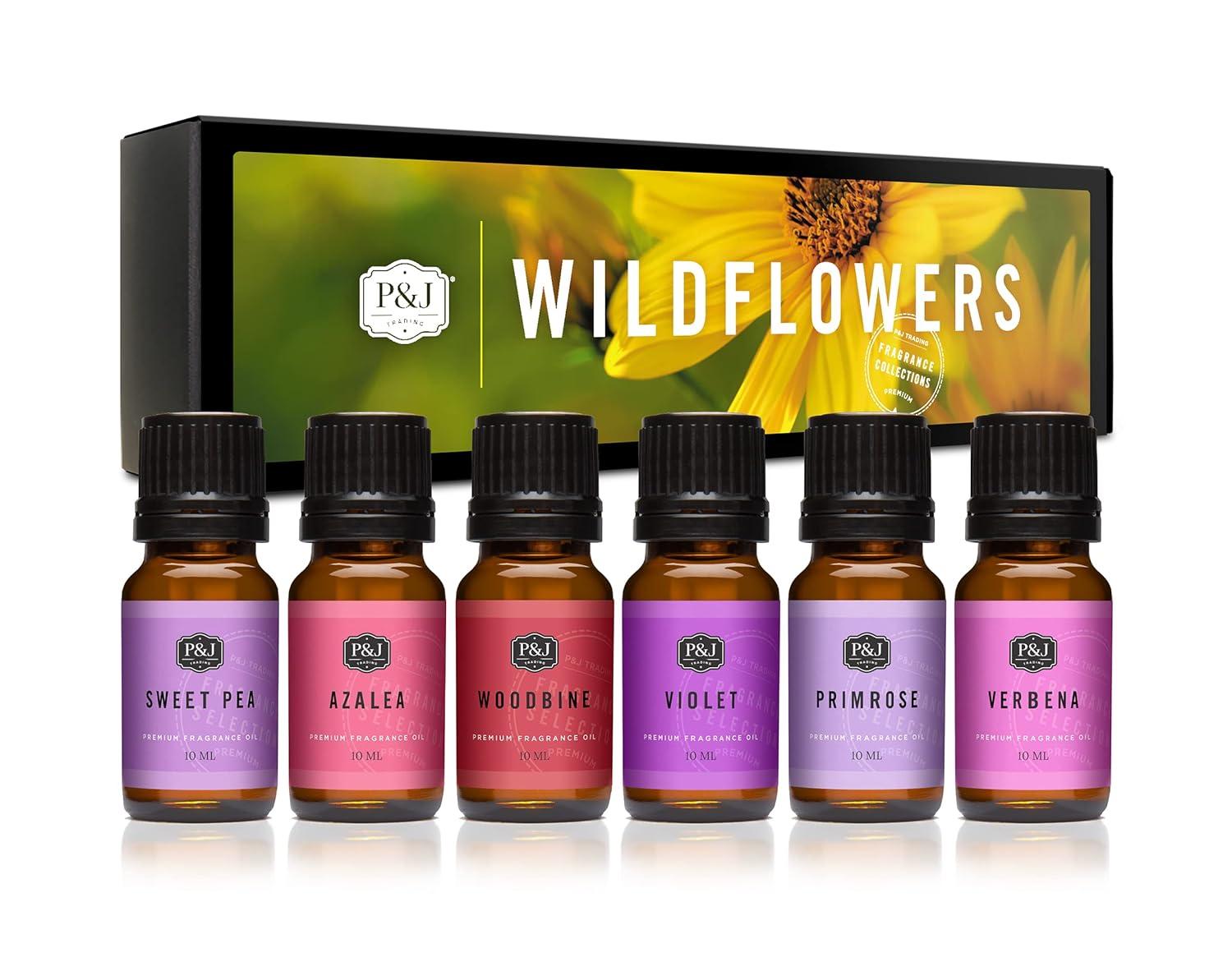 P&J Fragrance Oil | Wildflowers Set of 6 - Scented Oil for Soap Making, Diffusers, Candle Making, Lotions, Haircare, Slime, and Home Fragrance