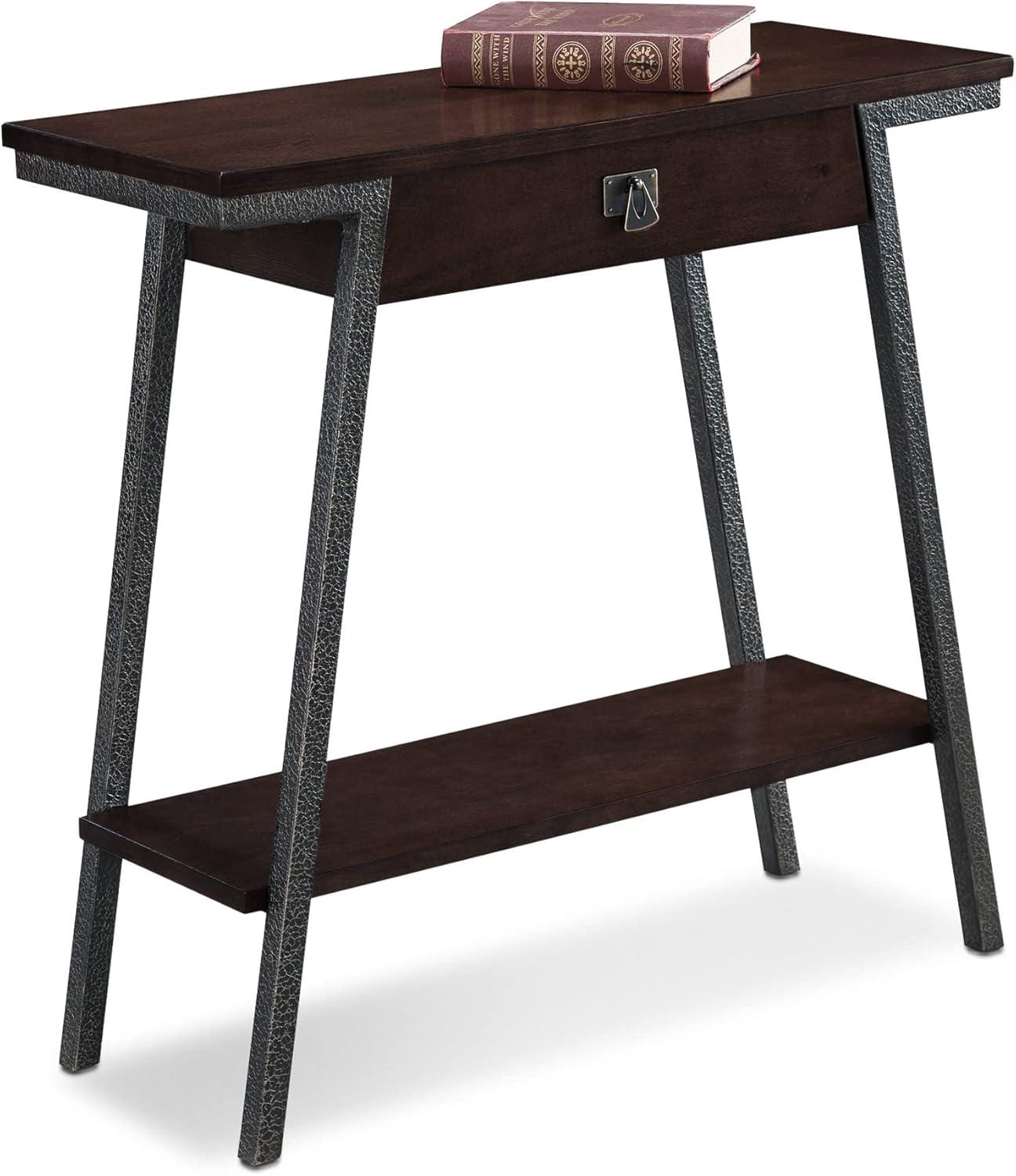 Walnut and Steel Industrial Console Table with Storage