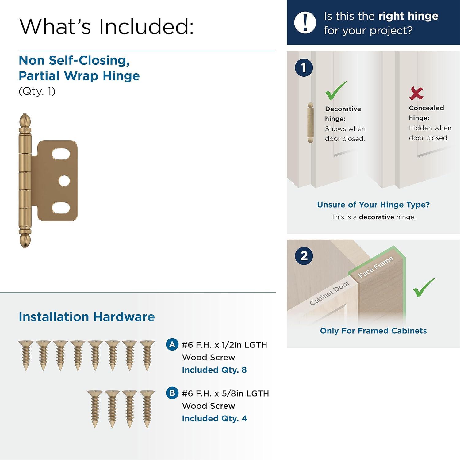 Amerock 110-Degree Inset Surface Champagne Bronze Cabinet Hinge ,