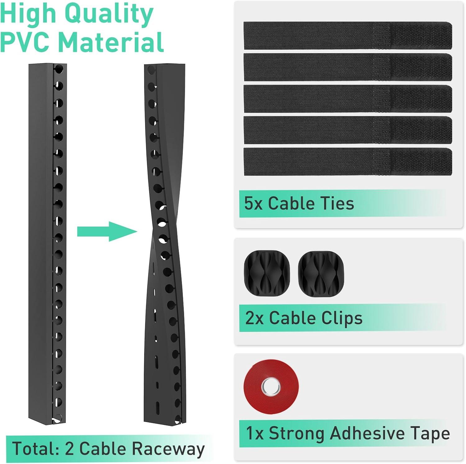 Updated Cable Raceway Kit - 77 (5x15.4) Inch Open Slot Wire Covers for Cords, Under Desk Cable Management System to Hide Under Desk/Tv/Computer/Net/Power Cords, (Pack 5)