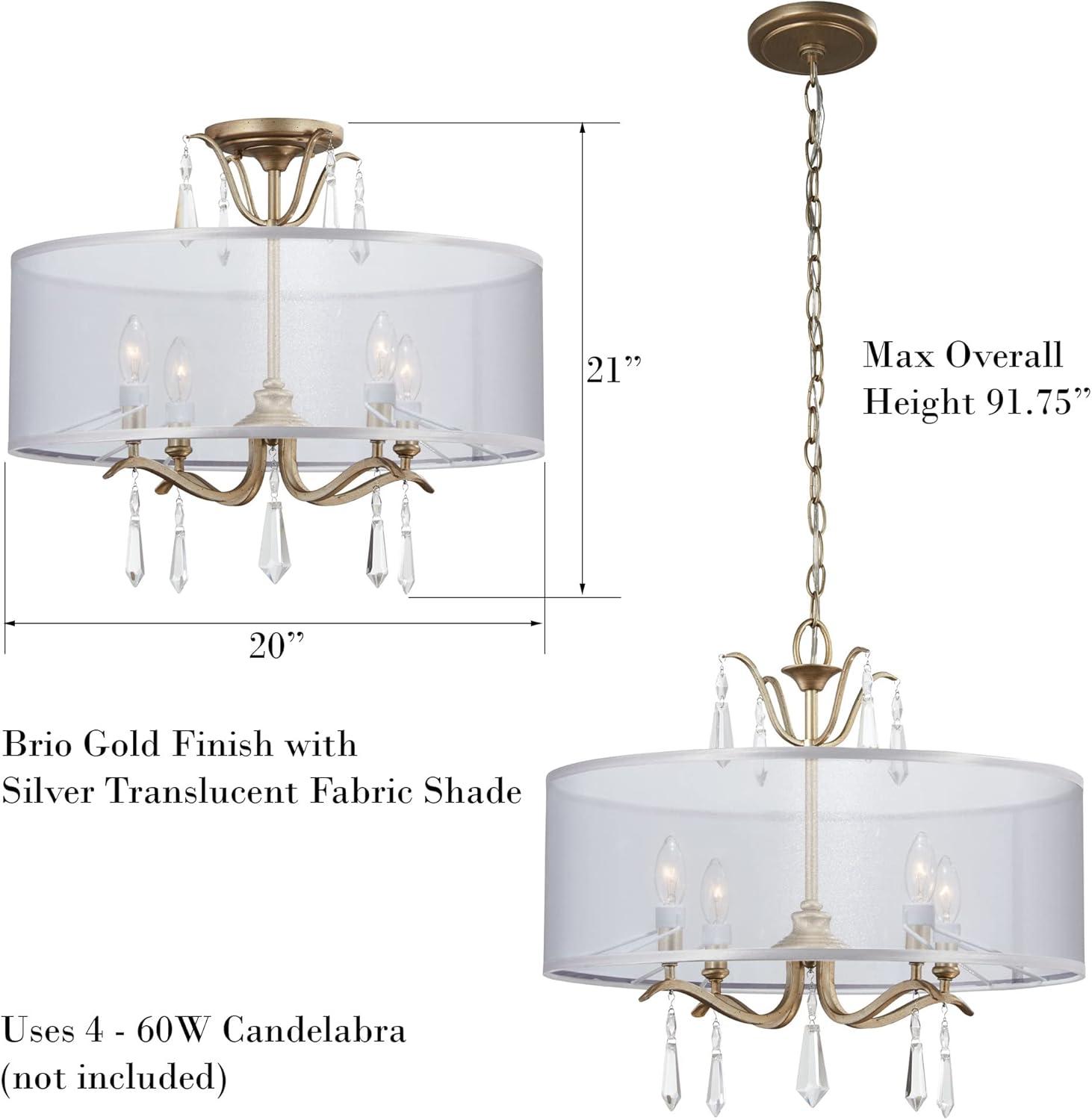 4 Light Convertible Semi-Flush Mount In Traditional Style 19.25 Inches Tall By 20 Inches Wide Minka Lavery 4443-582
