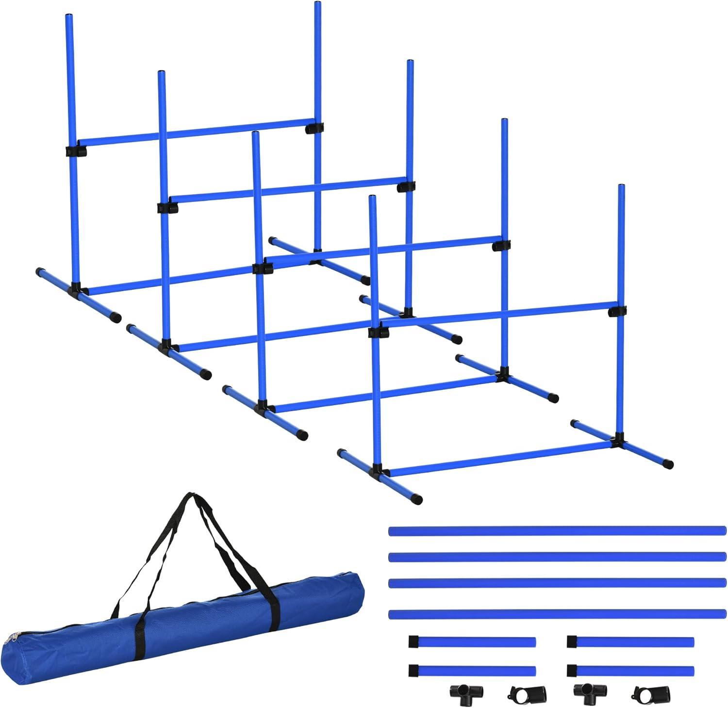 PawHut Dog Agility Starter Kit with Adjustable Height Jump Bars, Included Carry Bag, & Displacing Top Bar