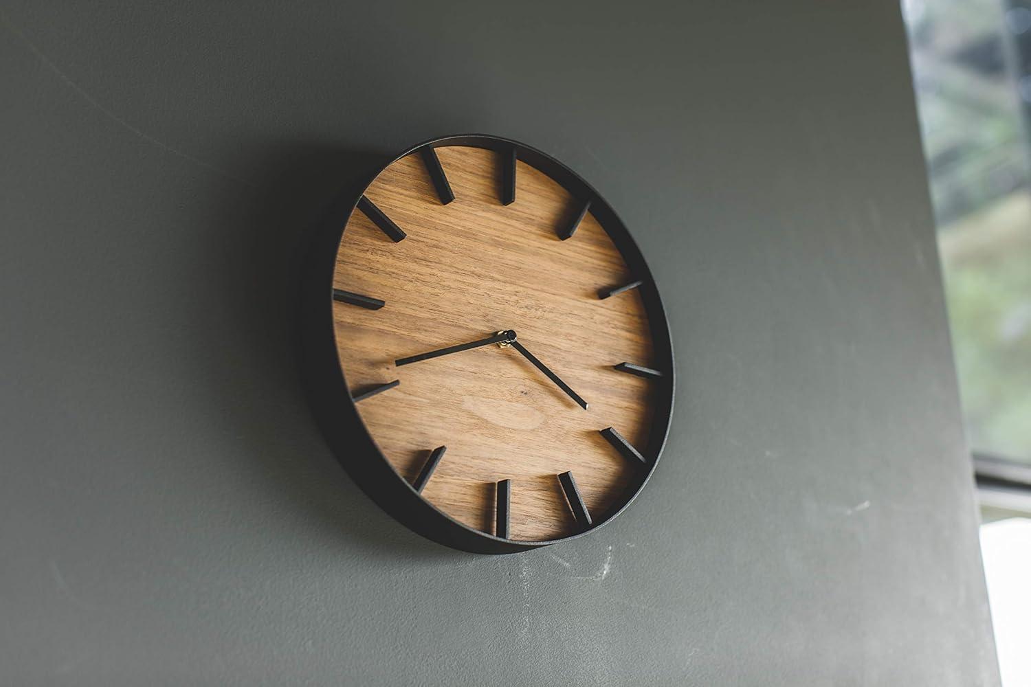 Rin Yamazaki Home Wall Clock, Modern Wood Home Decoration, Steel + Wood, Step Motion Second