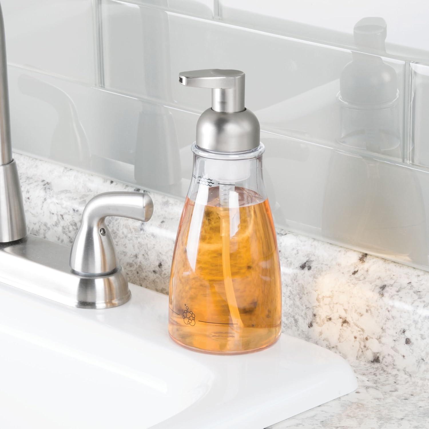 iDesign - Brushed Nickel - Plastic - Soap Dispenser - Clear
