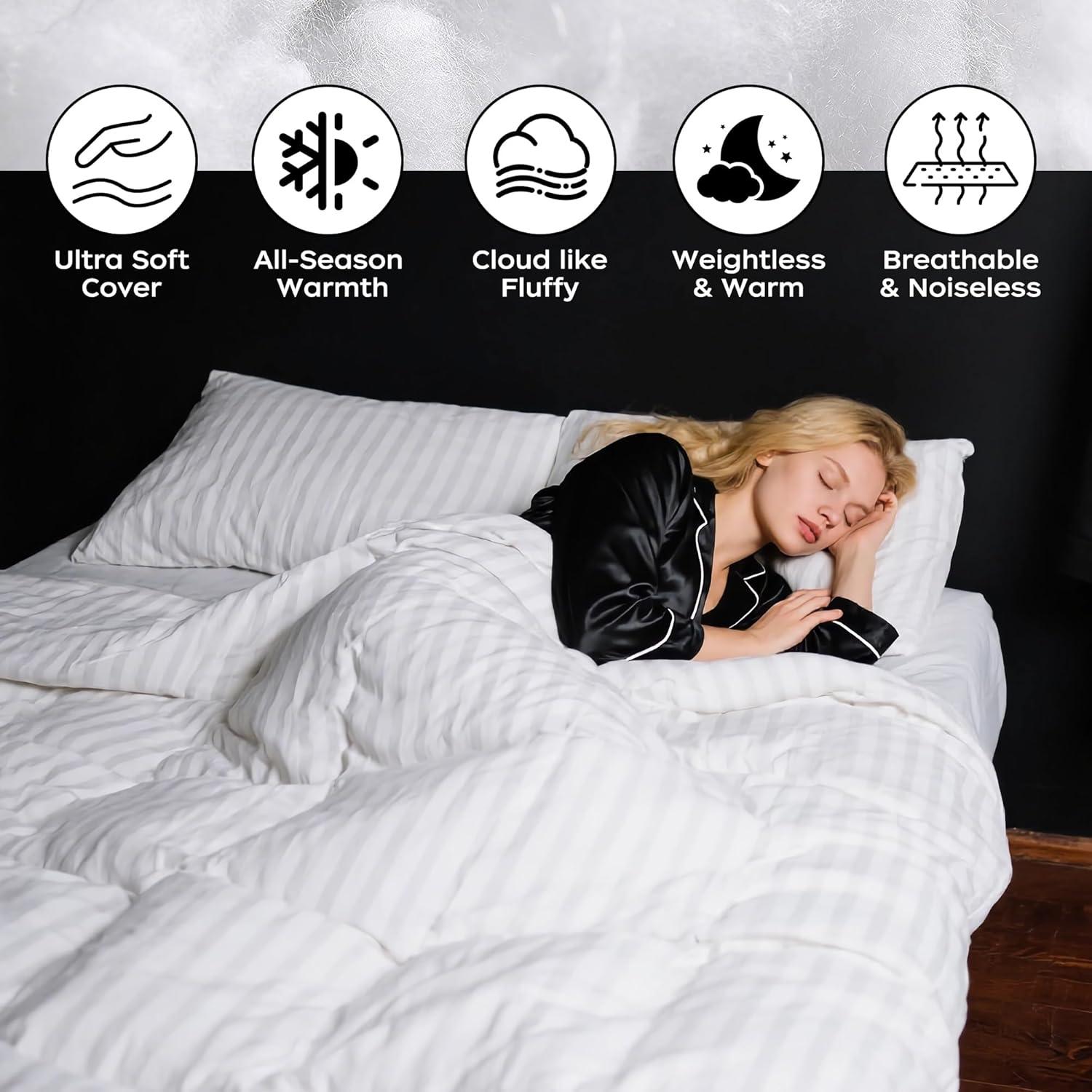 Peace Nest 600 Fill Power Goose Down and Feather All Season Comforter Duvet Insert