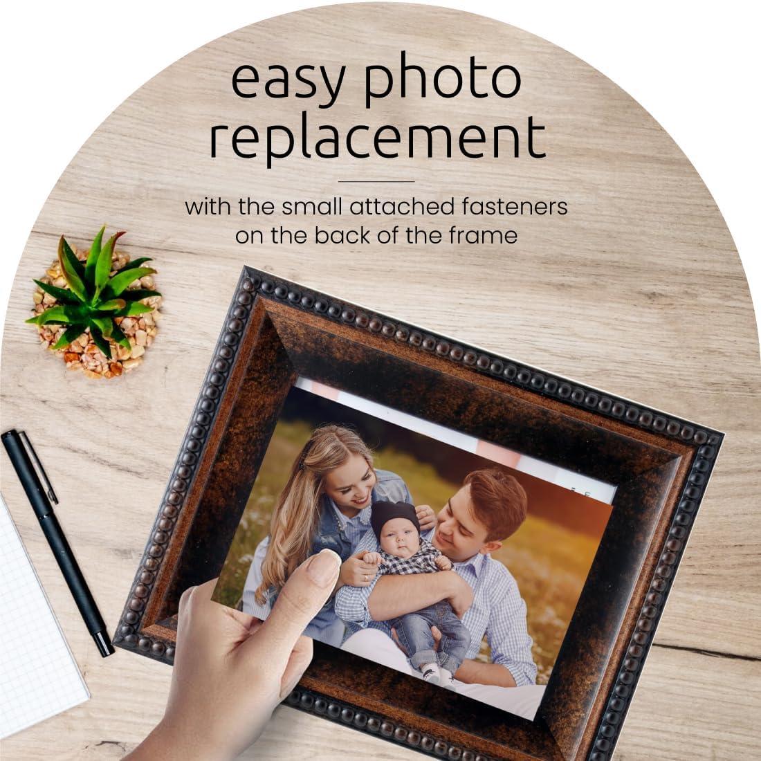 Kiera Grace Kiera Grace Sydney Picture Frame, 10" x 12" Large Picture Frame, Holds an 8" x 10" Photo, Plastic Frame for Wall Hanging, Durable Frame with Easel for Photo Display, Antique Bronze