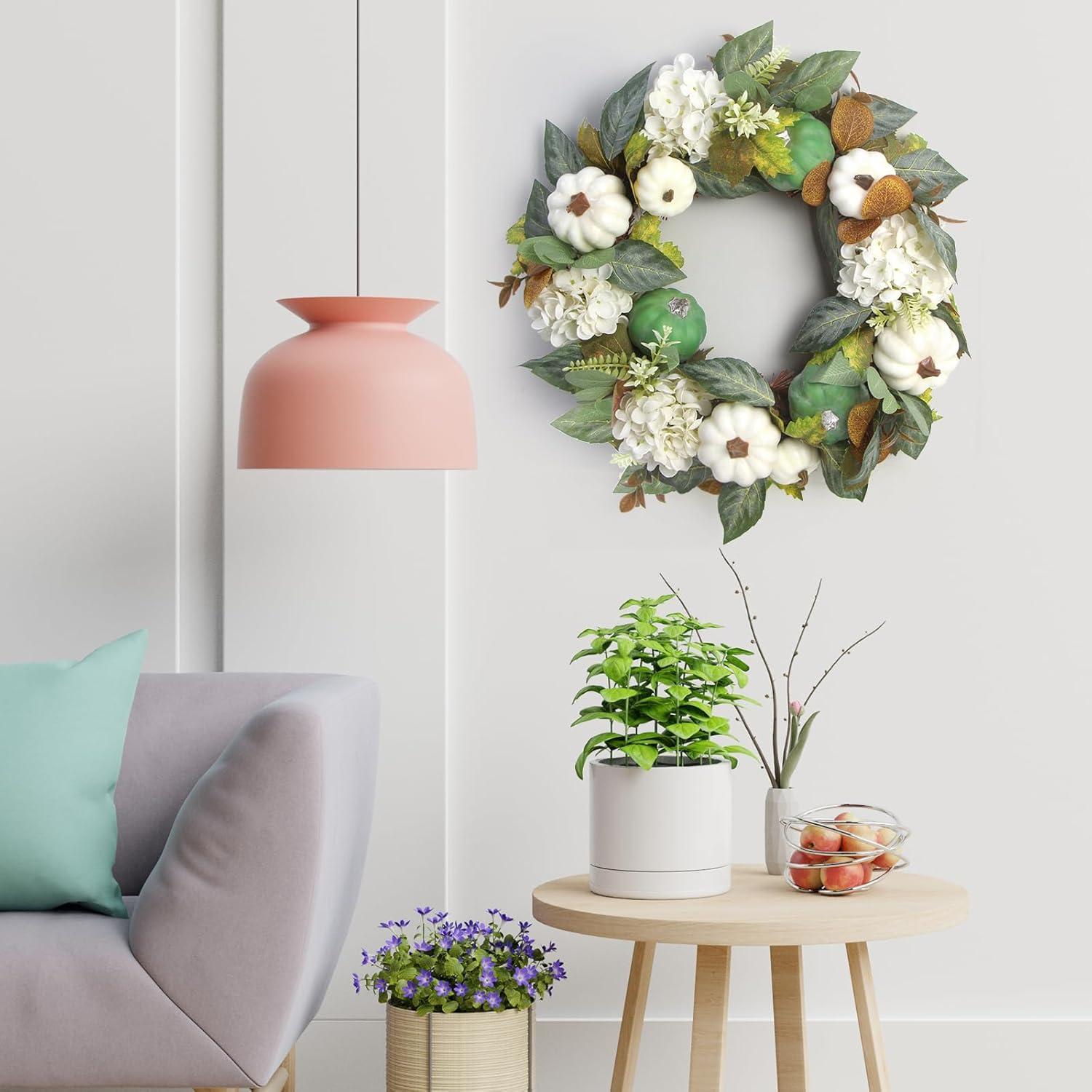 Fall Wreath 20’’ Autumn Front Door Wreath Harvest Wreath with Sunflower Pumpkins Berries Maple Leaves Daisies for Outside Indoor Home Wall Festival Thanksgiving Autumn Farmhouse Decor