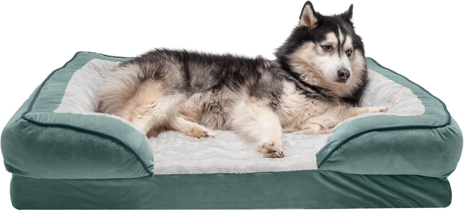 Celadon Green Orthopedic X-Large Velvet Sofa Pet Bed