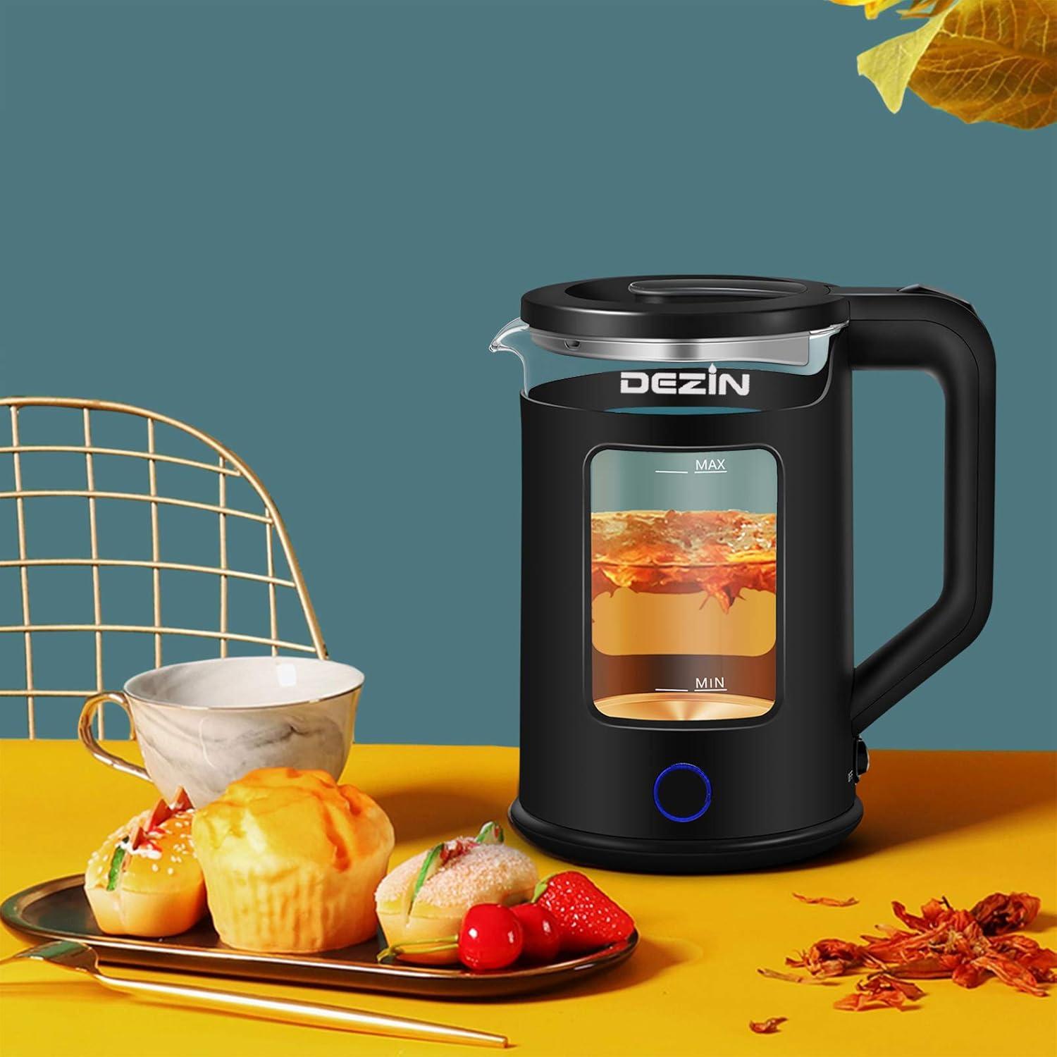 Dezin Electric Kettle with Keep Warm Function, BPA Free Window-Glass Double Wall Design Electric Tea Kettle, Bicolor LED, 1.5L Hot Water Kettle with Auto Shut-Off and Boil Dry Protection Tech