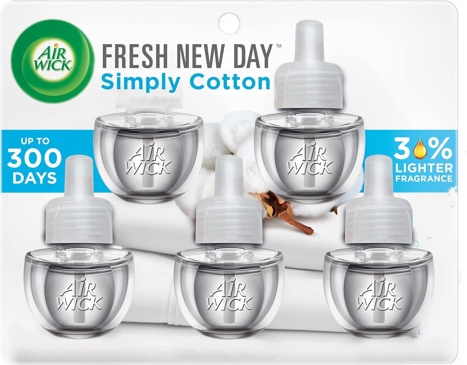 Air Wick Fresh New Day Simply Cotton Scented Oil Refill 5-Pack