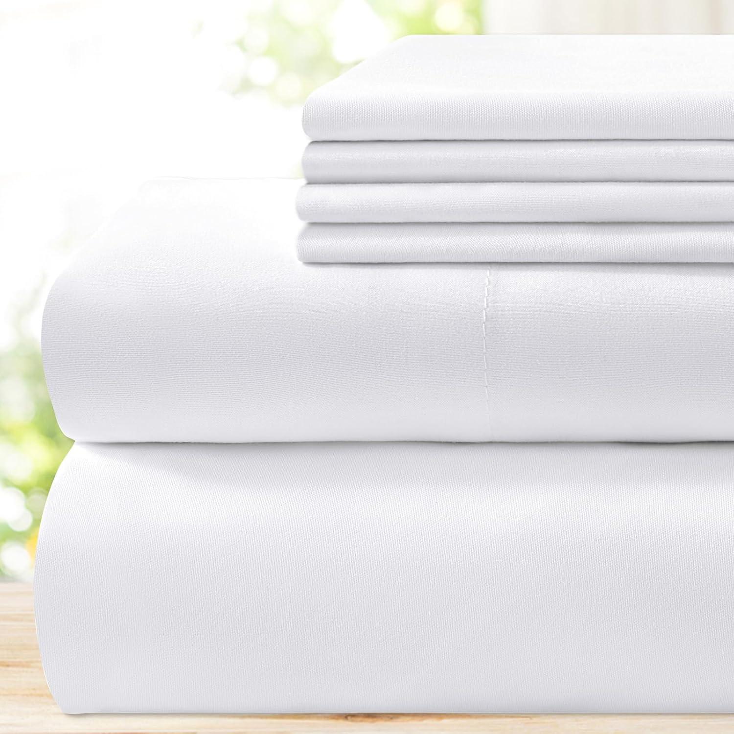 King White Deep Pocket Microfiber Bed Sheet Set