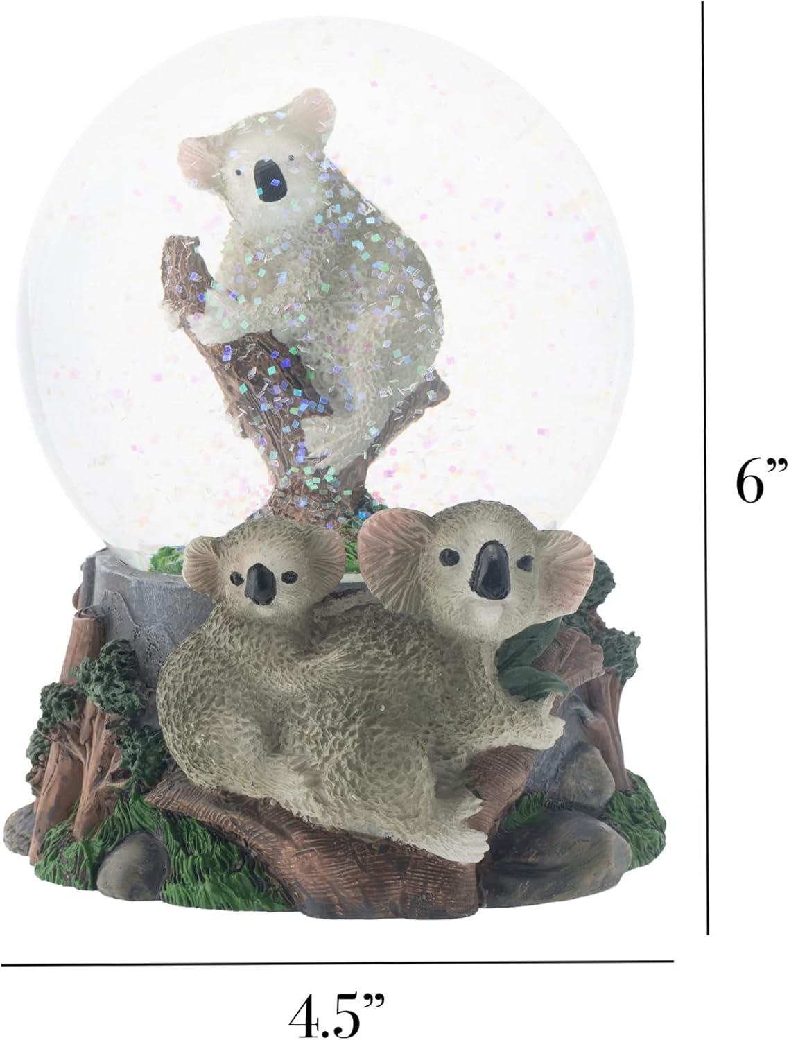 Climbing Koala Family 100MM Musical Water Globe Plays Tune Born Free