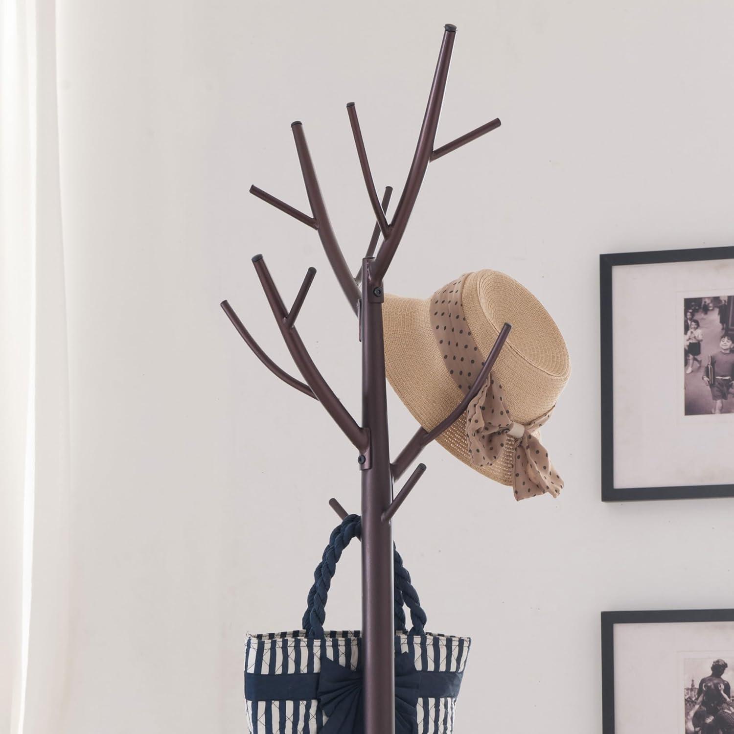 Kings Brand Furniture - Metal Hall Tree Freestanding Coat & Hat Rack with Branches, Bronze