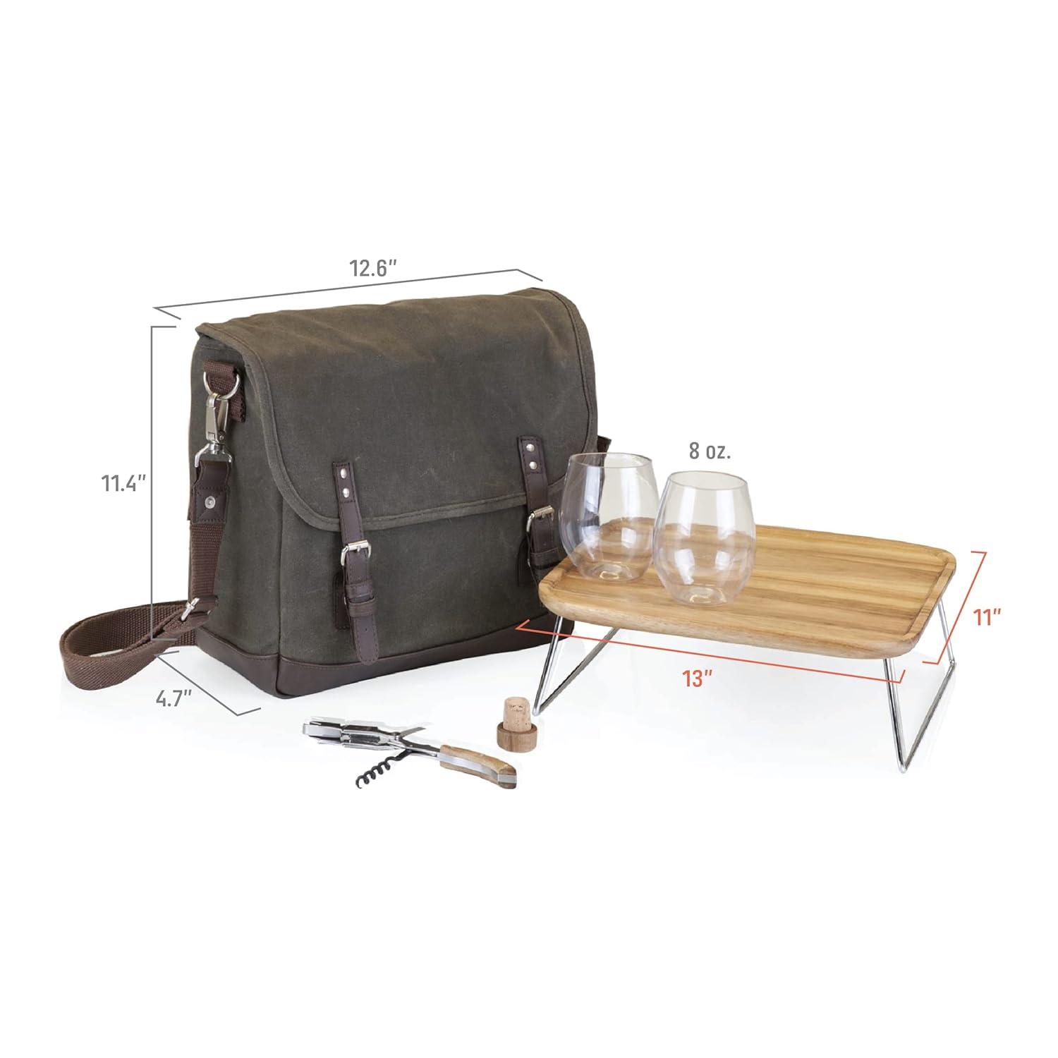 ONIVA™ Adventure Wine Tote Bag - 2 Bottle Wine Bag with Wine Glasses and Mini Table
