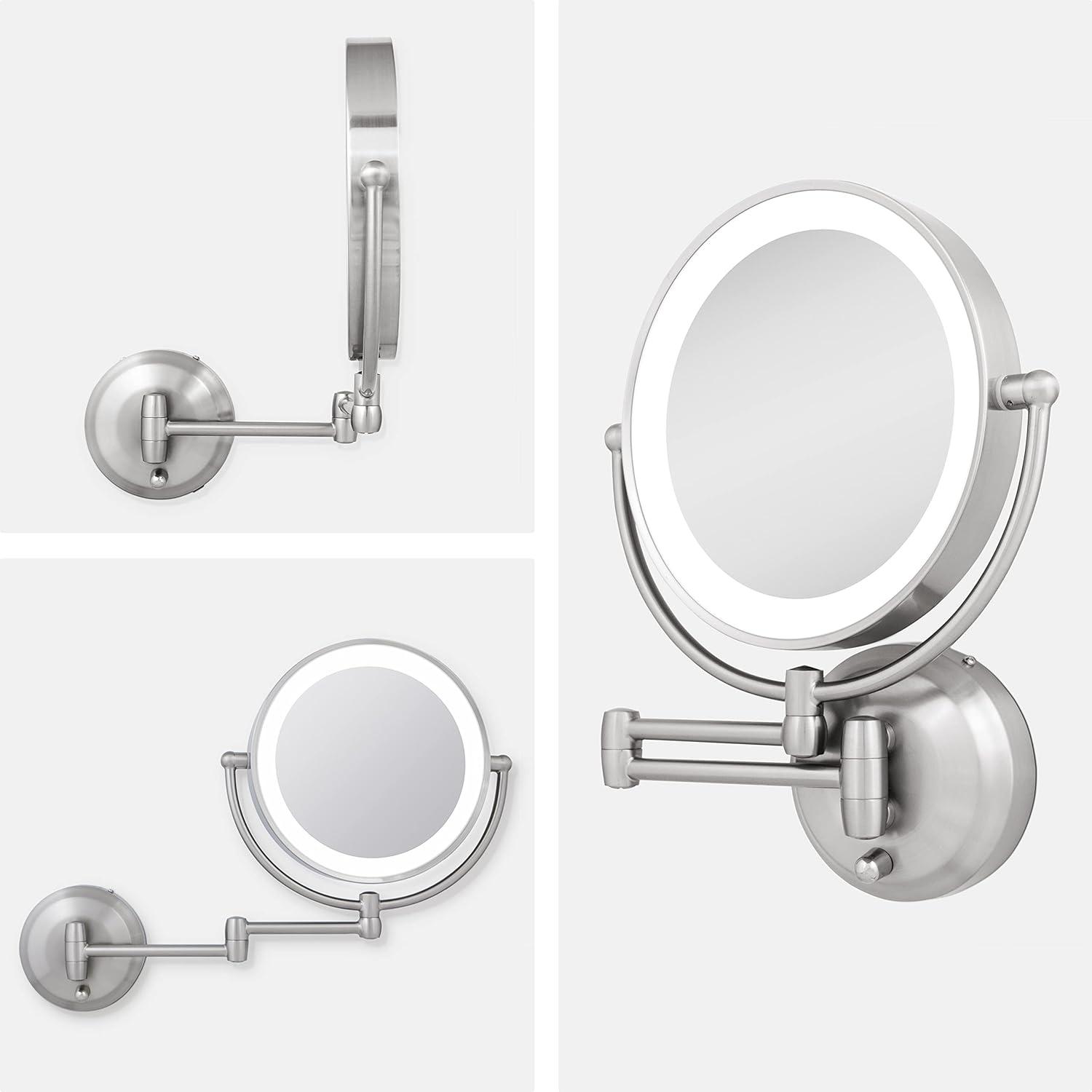 Zadro LED Wall Mounted Makeup Mirror w/ Magnification & Extendable Arm