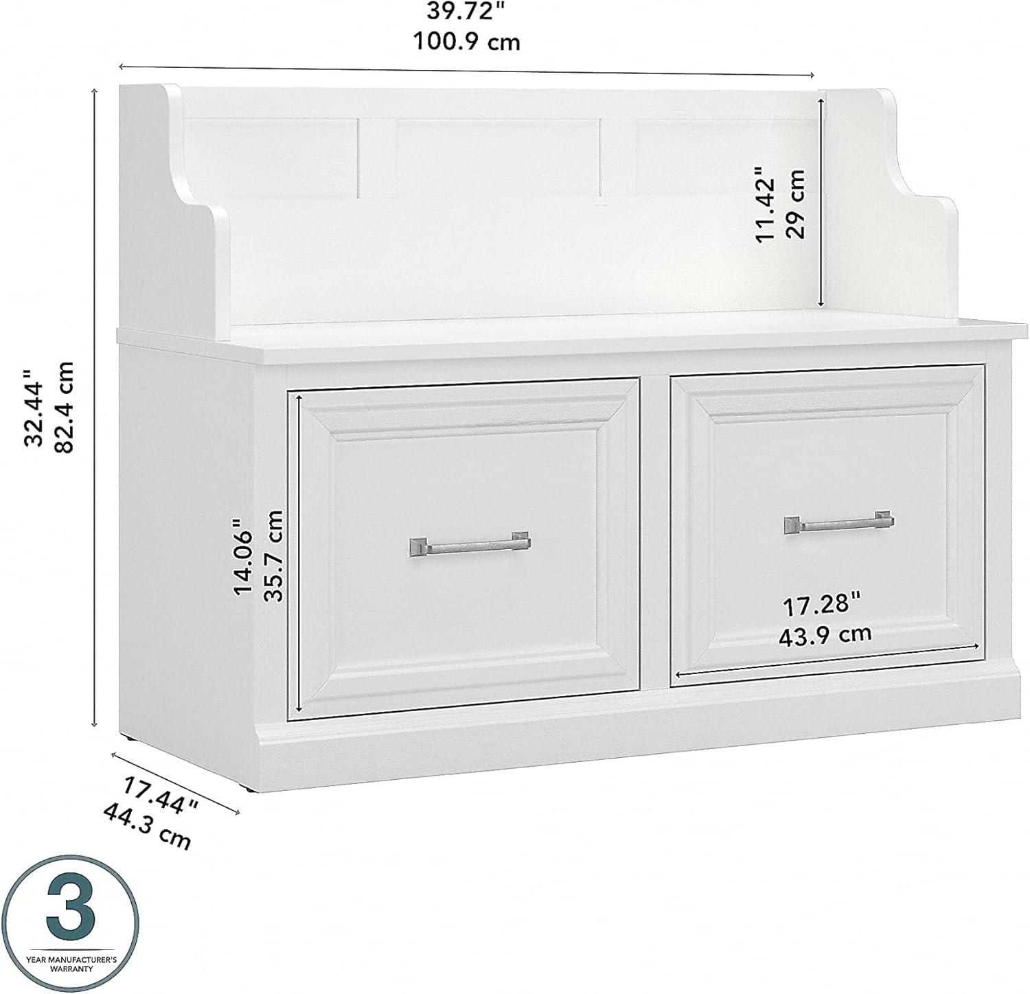 Woodland 40W Entryway Bench with Doors in White Ash - Engineered Wood