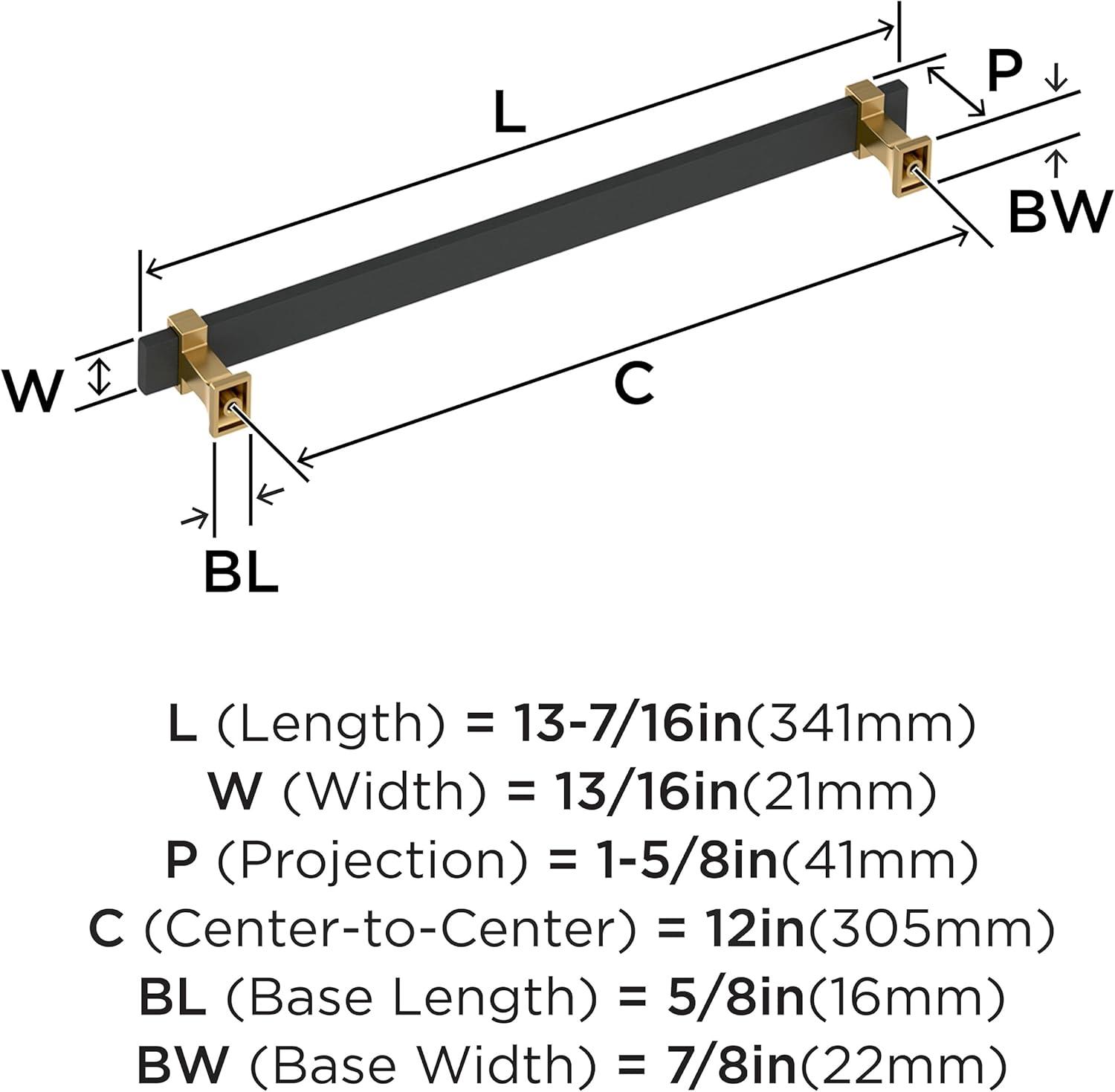 12-inch Brushed Matte Black and Champagne Bronze Appliance Pull