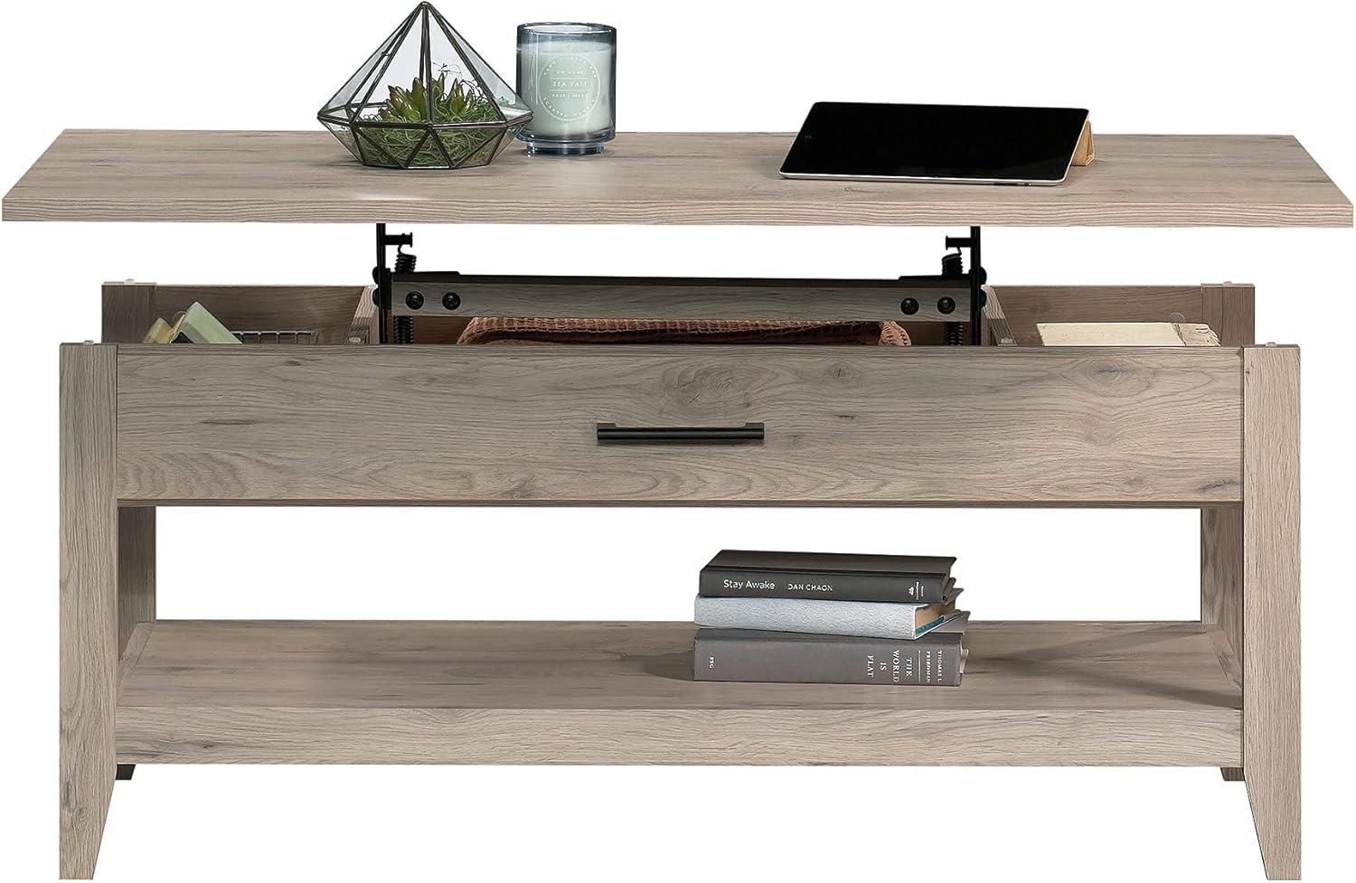 Laurel Oak Lift-Top Coffee Table with Storage and Metal Handle