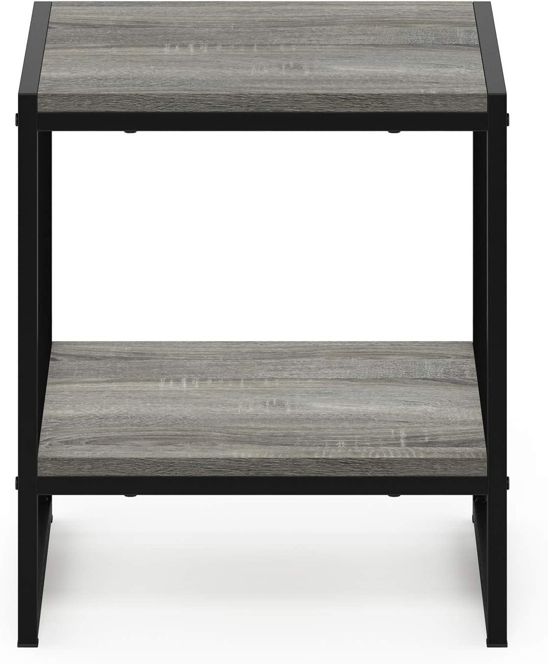 French Oak Grey 2-Tier Wood and Metal End Table