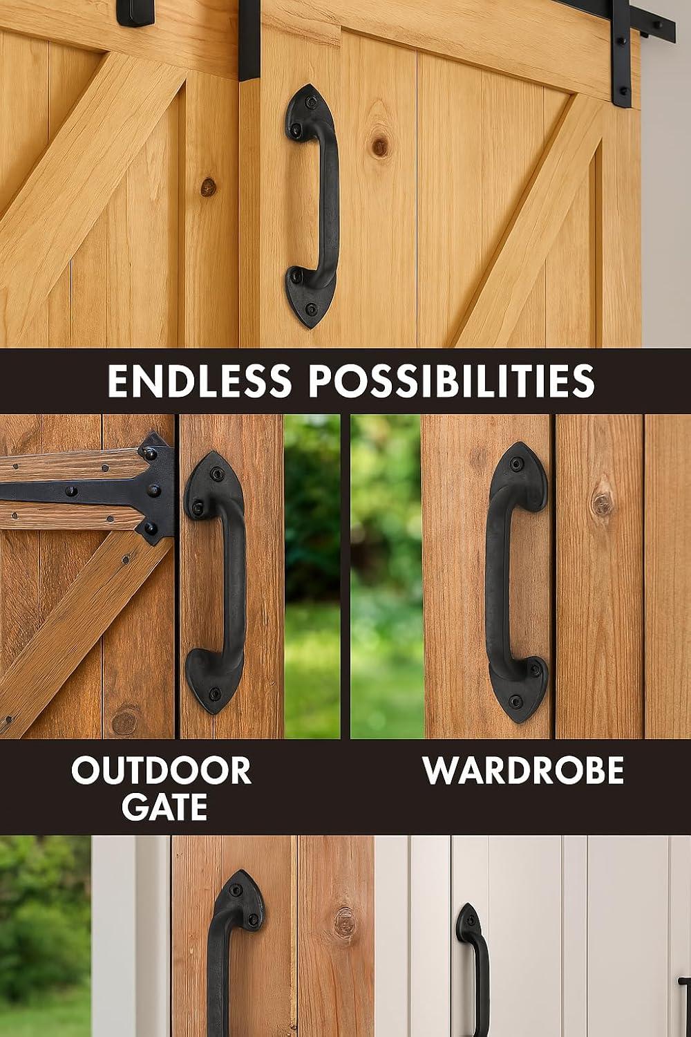 8 Inch Cast Iron Door Handle – Heavy-Duty Medieval Gate Pull – Rustic Hammered Barn Door Grip for Cabinets, Sheds & Interior Doors – Screws Included