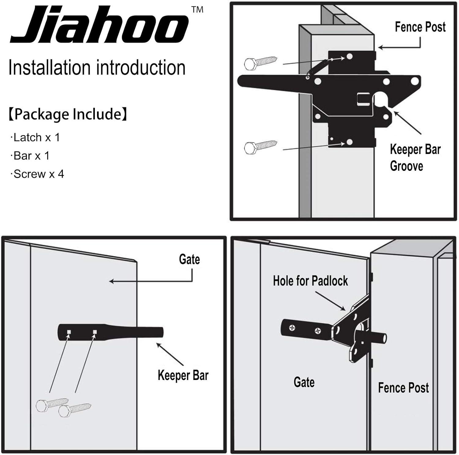 Heavy Duty Automatic Gate Latch for Wooden Fences,Self Locking Metal Gates for Vinyl Fence Outswinging Pool Gate Door Latches, Black