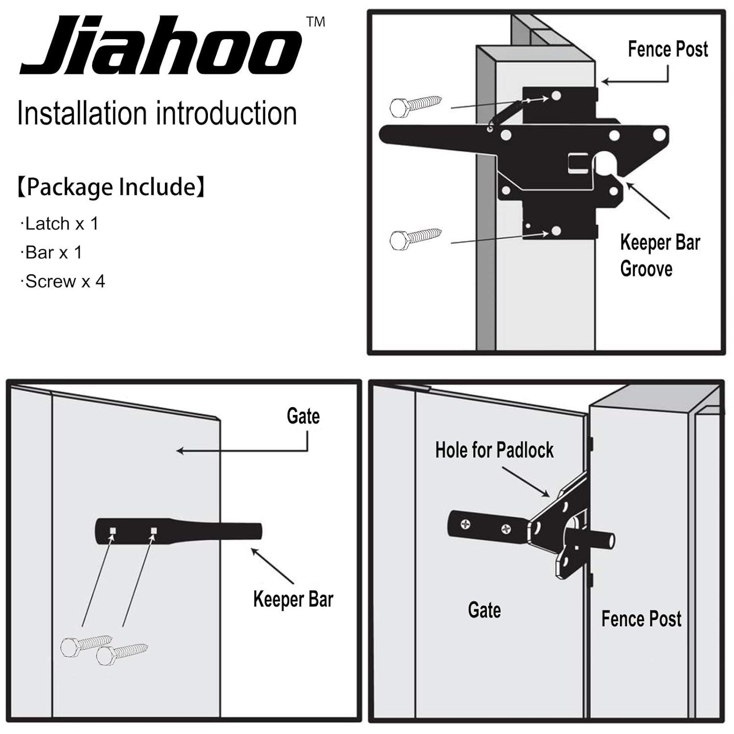 Heavy Duty Automatic Gate Latch for Wooden Fences,Self Locking Metal Gates for Vinyl Fence Outswinging Pool Gate Door Latches, Black
