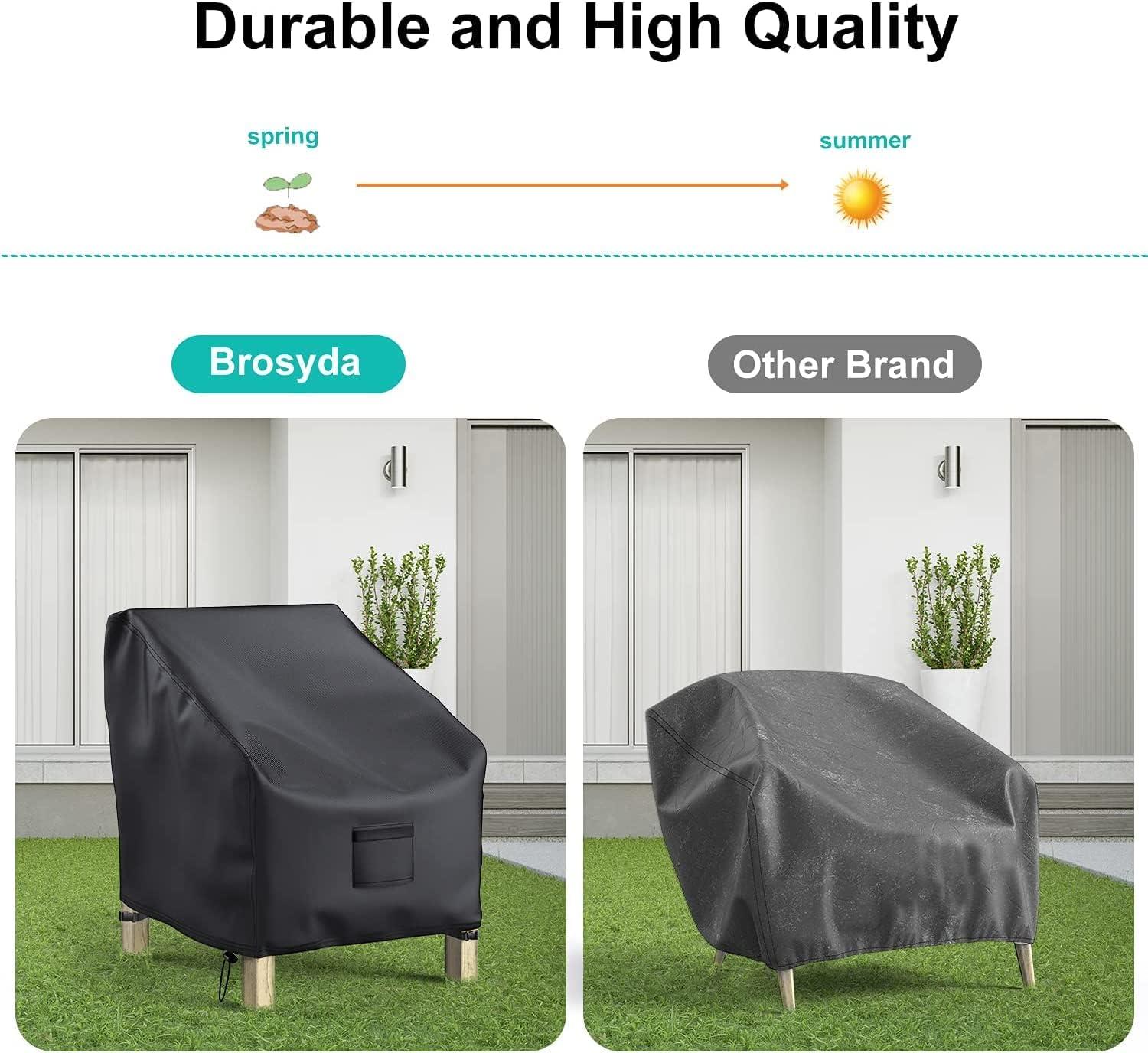 Patio Chair Covers for Outdoor Furniture Waterproof 2 Pack, Lawn Chair Covers 600D Heavy Duty Oxford Cloth, Large Covers for Lounge Lawn Deep Seat Black 29" W×30" D×36" H