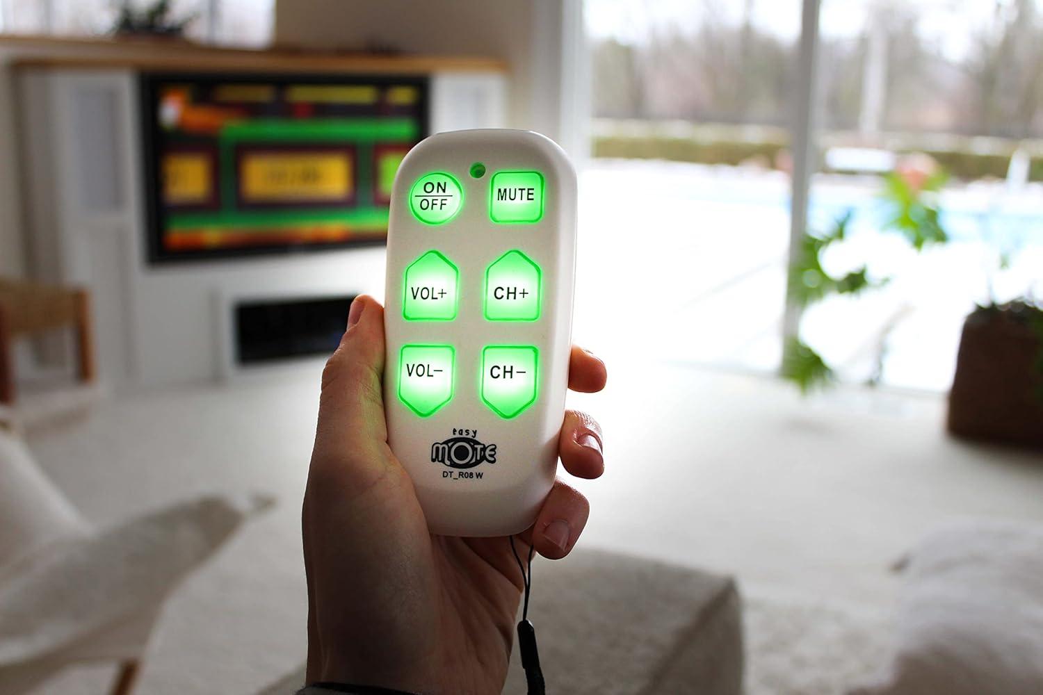 Universal Big Button TV Remote - EasyMote | DT-R08B. Backlit, Easy Use, Smart, Learning Television & Cable Box Controller, Perfect for Assisted Living Elderly Care.