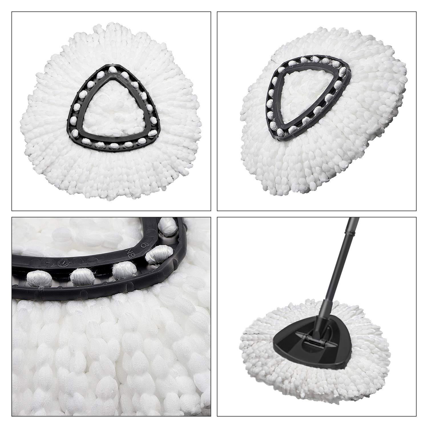 3 Pack Triangle Spin Mop Heads Replacements, Machine Washable Microfiber Spin Mop Refills for Floor Cleaning, Easy to Replace