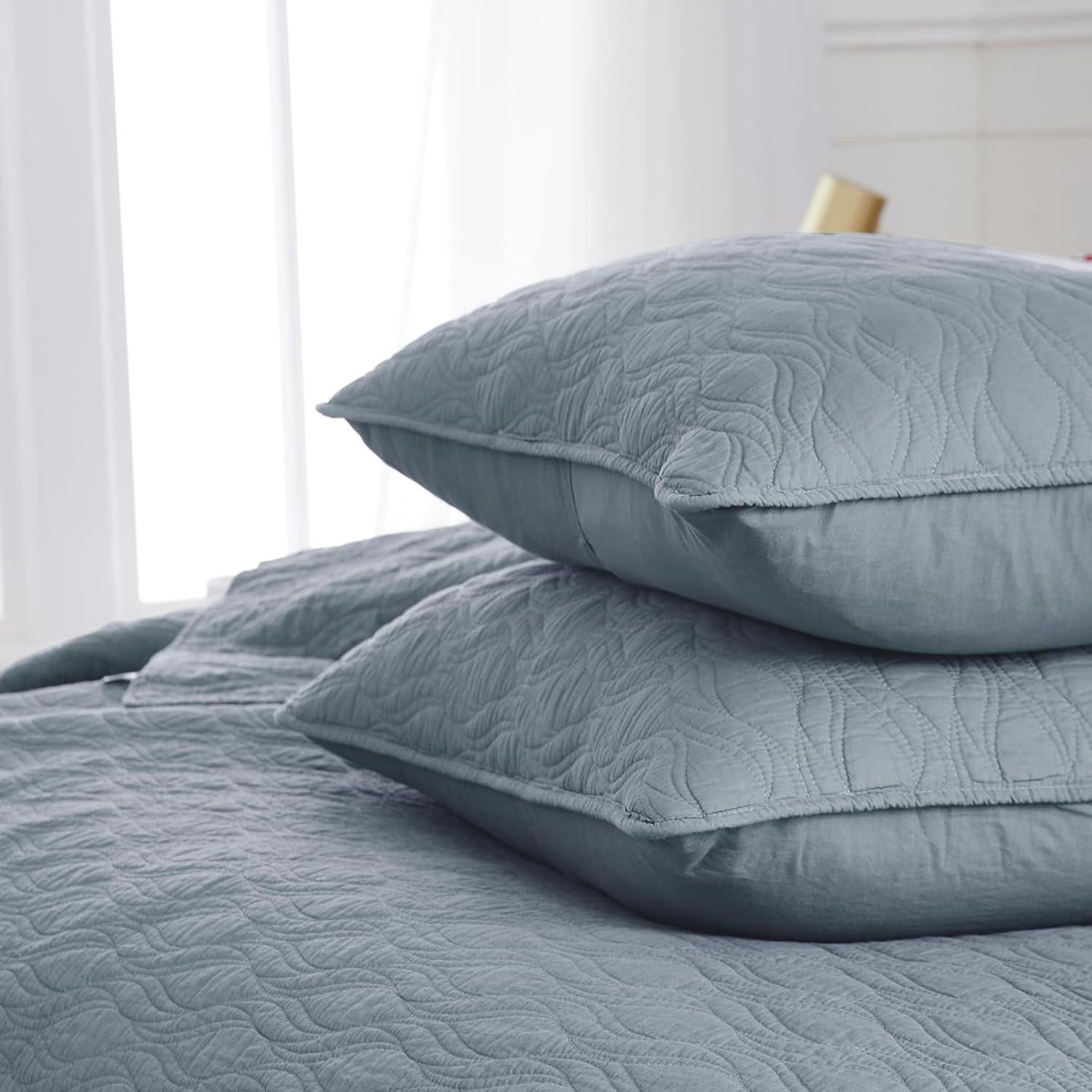 palassio Blue Cotton Quilt California Cal King Size Bedding Sets with Pillow Shams,Oversized Lightweight Soft Bedspread Coverlet, Cozy Bed Cover for All Season, 3 Pieces, 118x106 inches