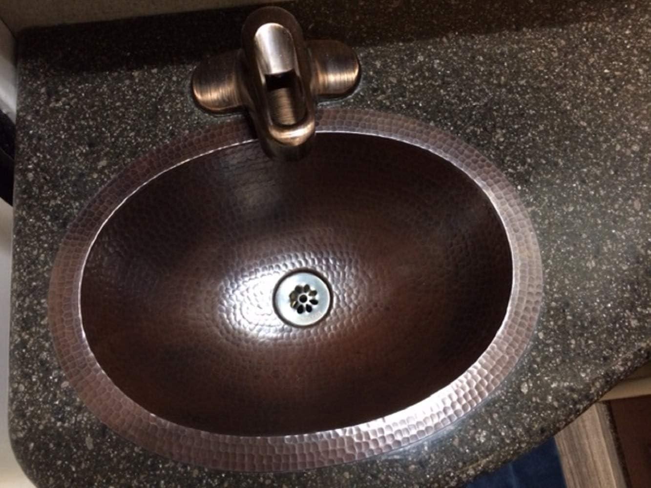 16" Oval Copper Bathroom Sink with Drain, Perfect for Wine & Whiskey Barrels