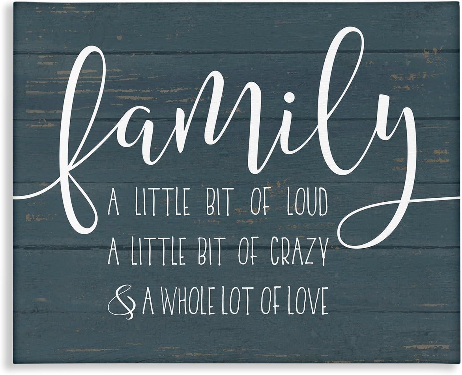 Family Quote Blue and White Canvas Wall Art 30" x 40"