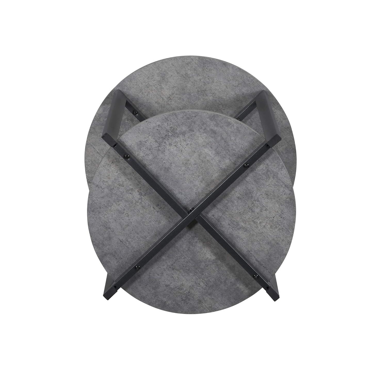 Minimalist 2-Tier Round End Table: Stylish, Multipurpose, Walnut Finish, Living Room