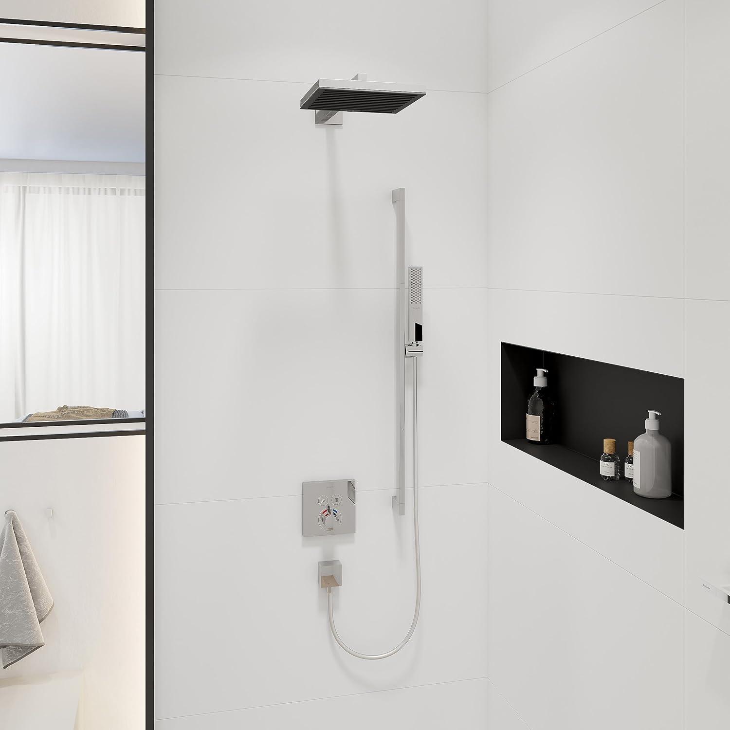 Modern Chrome Wall-Mounted Shower Arm, 3.13 inches