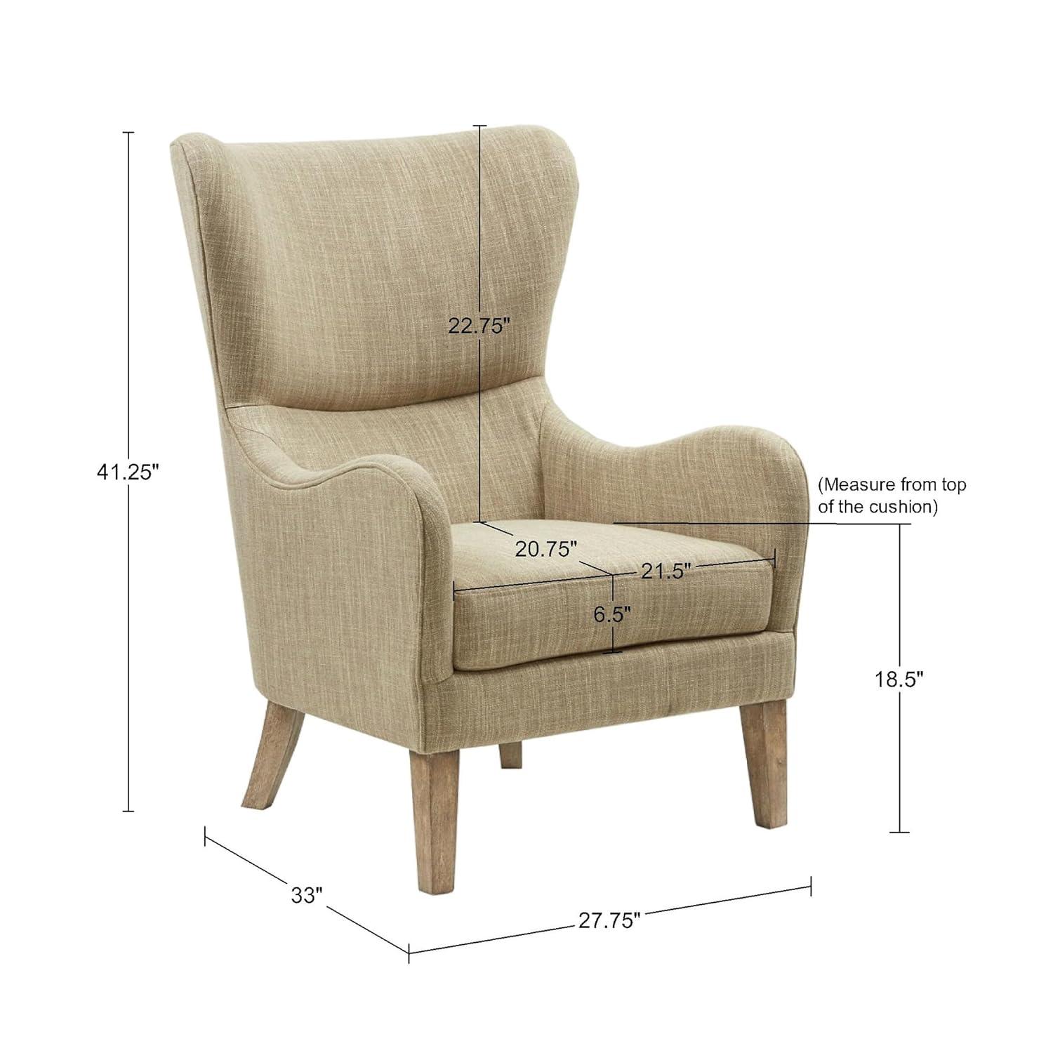 Aria Swoop Upholstered Wing Chair Taupe
