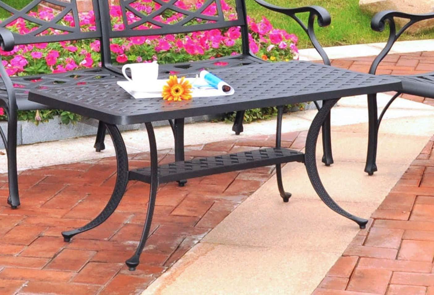 Sedona Rectangular Outdoor Coffee Table - Black - Crosley