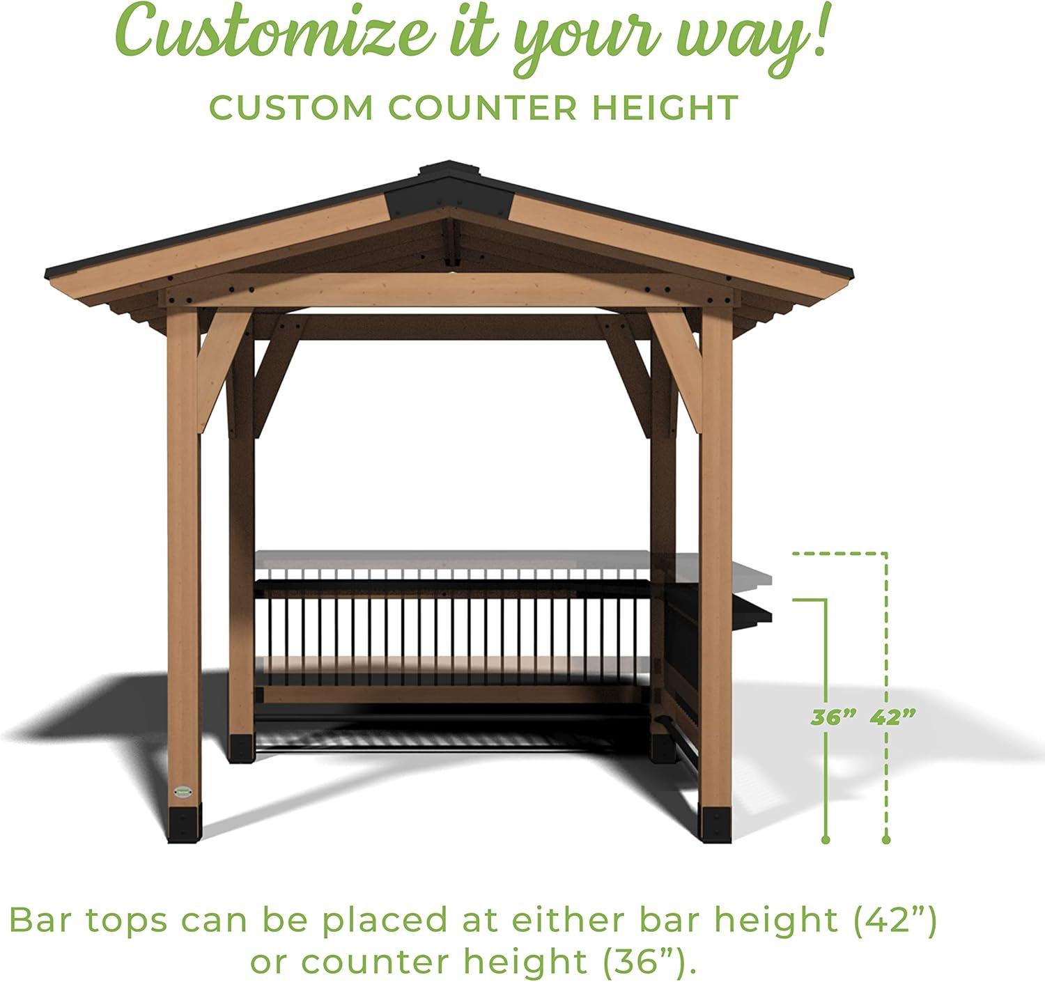 Granada Cedar and Steel Grill Gazebo with Outdoor Bar