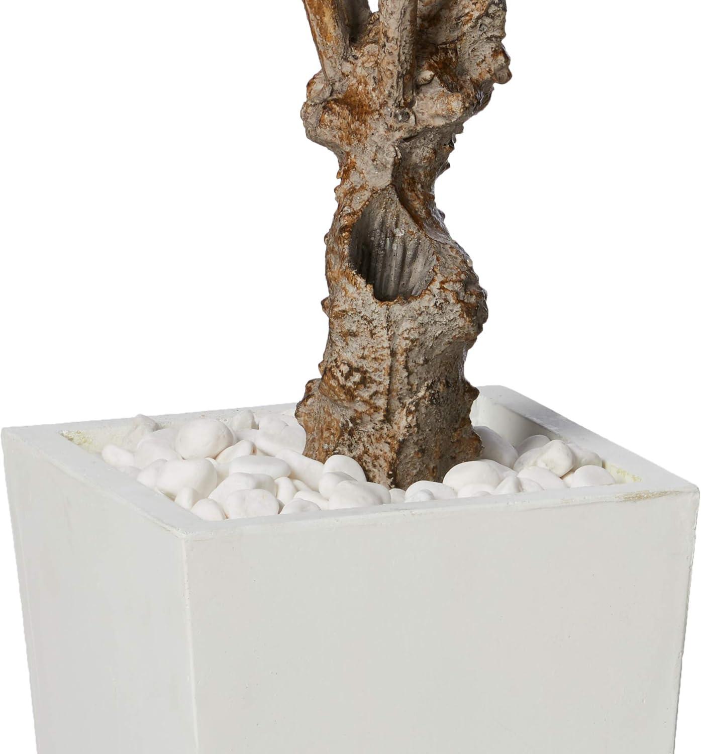 Mediterranean Elegance 6' Faux Olive Tree in White Tower Planter