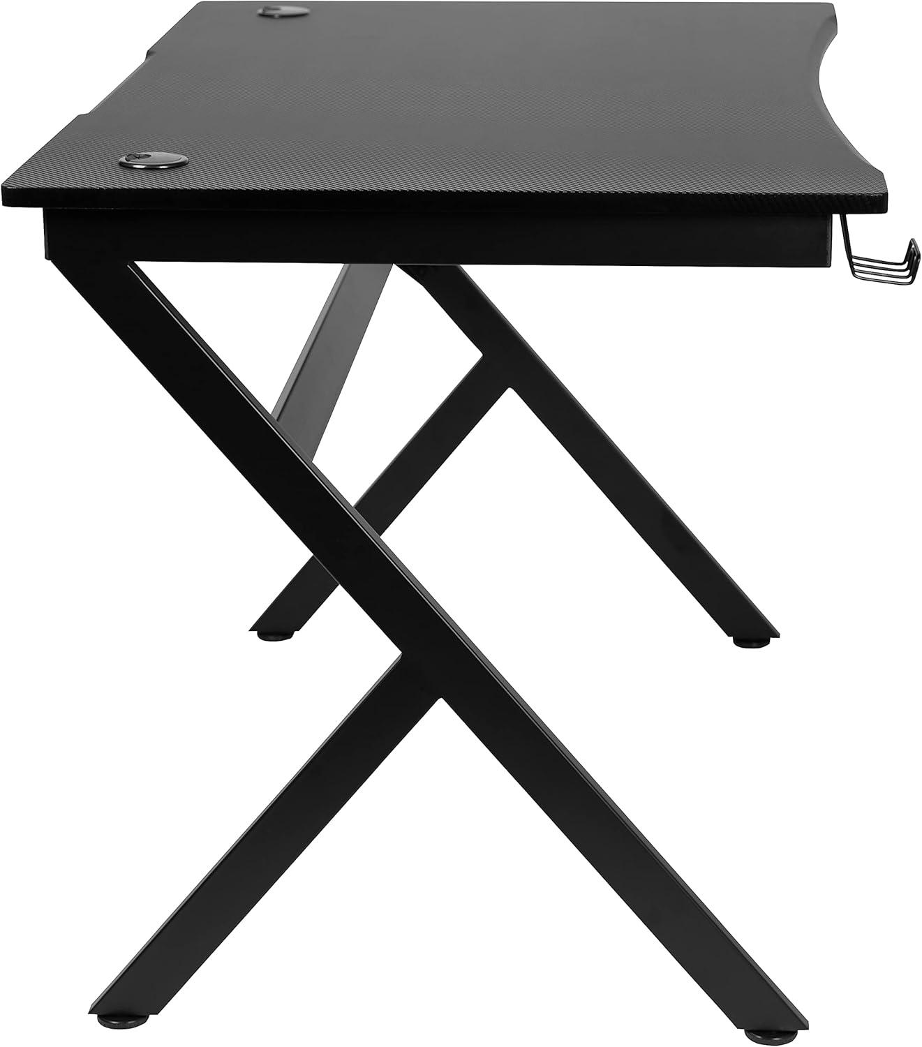 Flash Furniture Gaming Desk 45.25" x 29" Computer Table Gamer Workstation with Headphone Holder and 2 Cable Management Holes