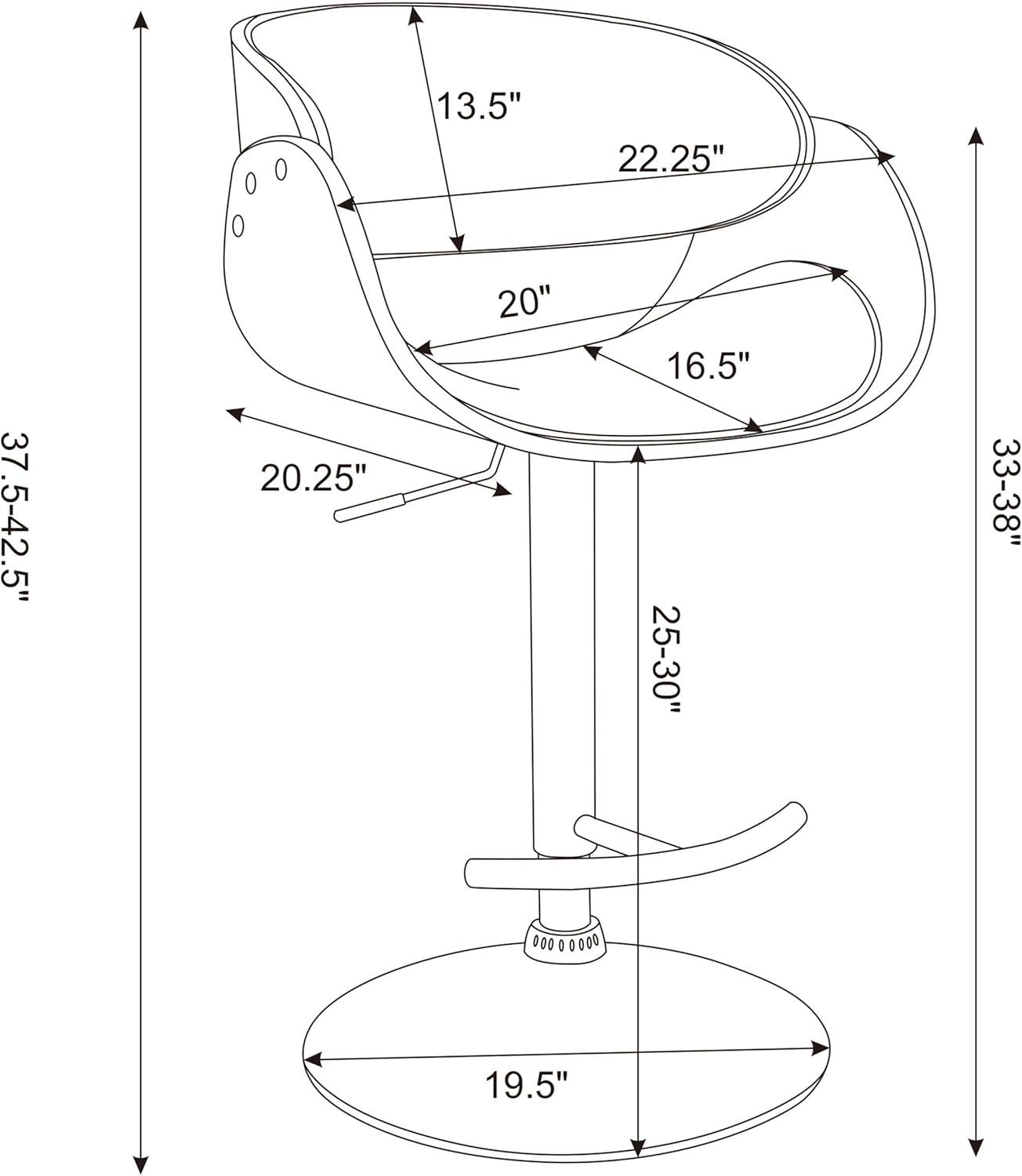 Dana Adjustable Bar Stool Black and Chrome