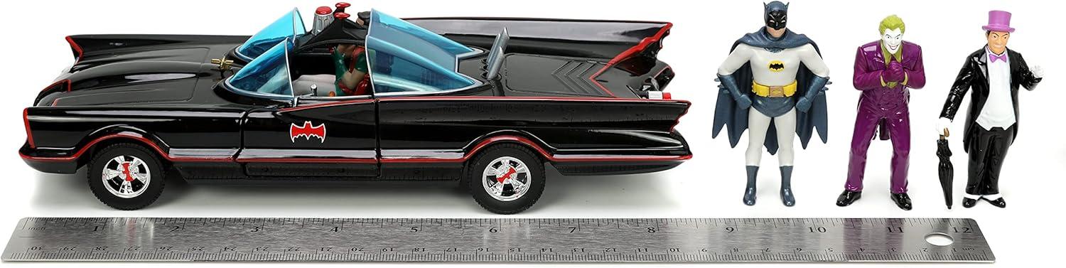 Batman 1:24 1966 Batmobile Die-Cast Car & 2.75" Batman, Robin, Penguin, & The Joker Figures