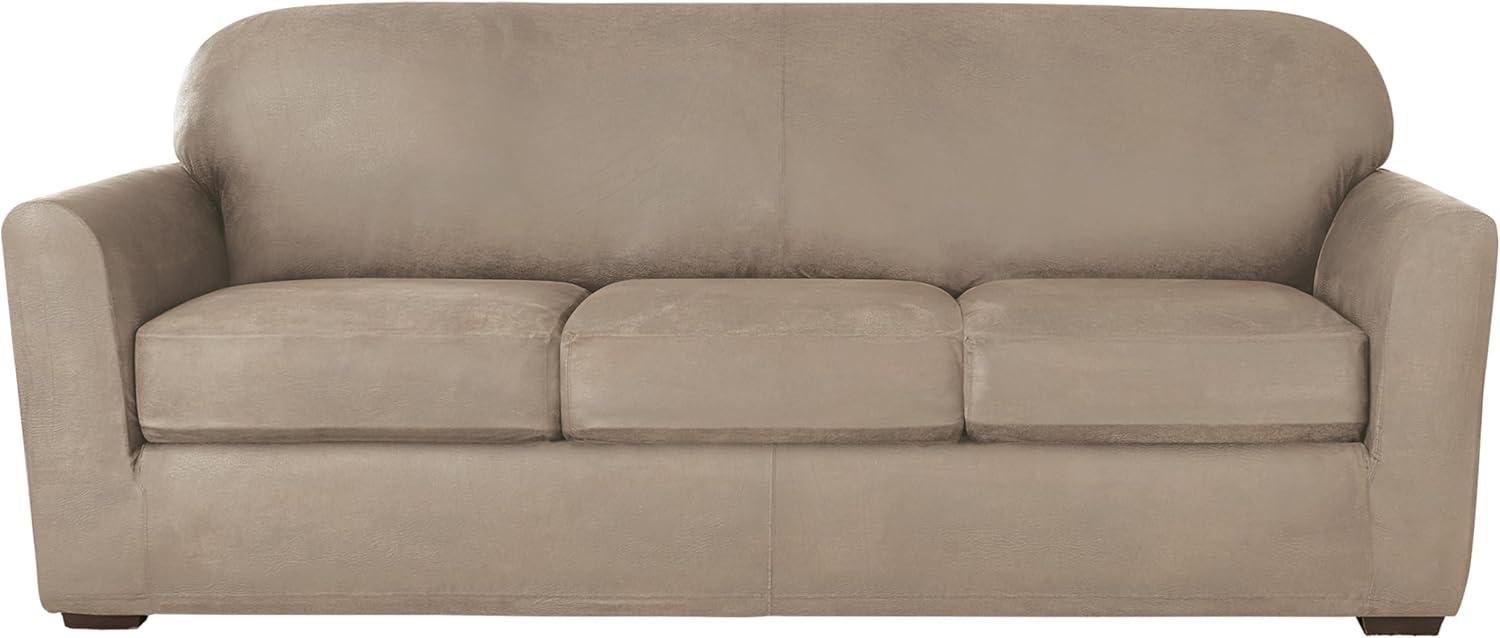 4pc Ultimate Stretch Leather Sofa Slipcovers - Sure Fit