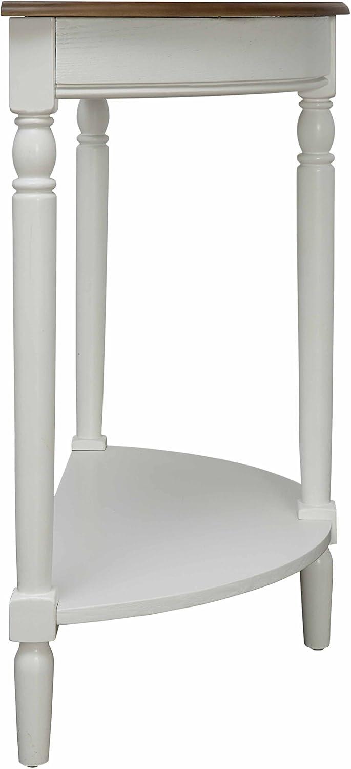 Convenience Concepts French Country Half-Round Entryway Table with Shelf, Driftwood/White