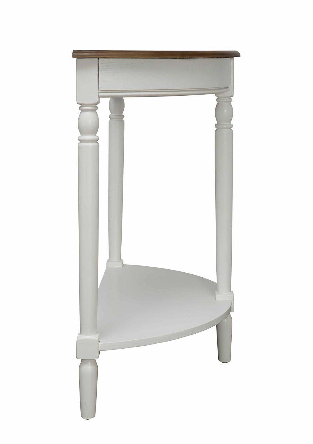 Convenience Concepts French Country Half-Round Entryway Table with Shelf, Driftwood/White