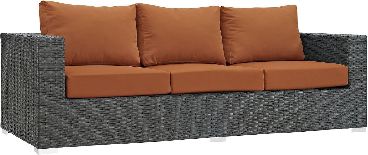 Gray Wicker Outdoor Sectional Sofa with Tuscan Sunbrella Cushions