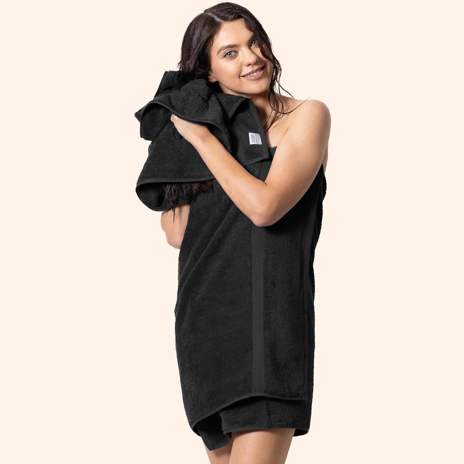 Chakir Turkish Linens 100% Cotton Premium Turkish Towels for Bathroom | 2 Bath Towels - 2 Hand Towels, 2 Washcloths (6-Piece Towel Set, Gray)