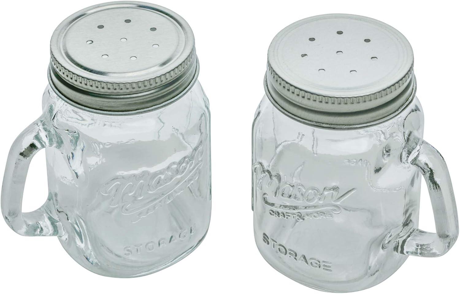 Clear Glass Mason Jar Salt and Pepper Shaker Set